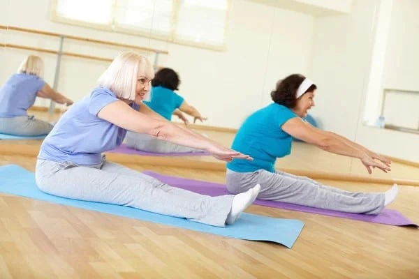 Senior citizens gentle pilates movements